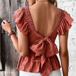 New Tie Backless Ruffle Top